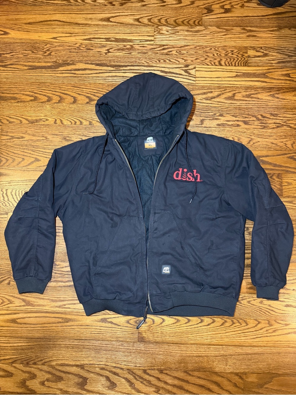 Berne Black Canvas Hoodie Jacket - DISH Network - Size XL Pre Owned